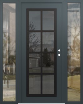 Diamond C16 60" x 80" anthracite/anthracite mirrored Glass Panel black LHI with 2 Sidelites clear Glass