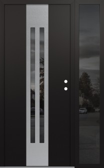 DIAMOND A8 48" X 80" BLACK/BLACK MIRRORED GLASS PANEL STAINLESS STEEL LHI WITH SIDELITE MIRRORED GLASS