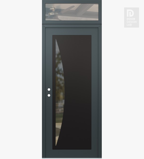 Modern Steel Front Door Diamond C13 36" x 96" anthracite/anthracite clear Glass Panel black RHI with Transom clear Glass