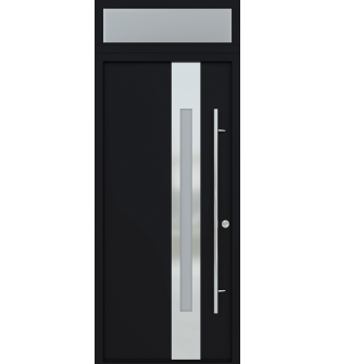 MODERN BLACK FRONT STEEL DOOR ZEPHYR 37 7/16" X 95 11/16" LEFT HAND INSWING + TRANSOM