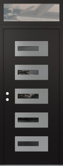 Diamond D6 36" x 96" black/black Mirrored Glass Panel stainless steel RHI with Transom clear Glass
