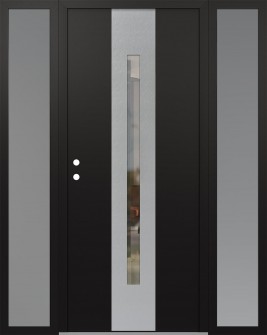 DIAMOND A2 64" X 80" BLACK/BLACK CLEAR GLASS PANEL STAINLESS STEEL RHI WITH 2 SIDELITES FROSTED GLASS