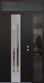 DIAMOND A8 50" X 96" BLACK/BLACK CLEAR GLASS PANEL STAINLESS STEEL LHI WITH SIDELITE AND TRANSOM MIRRORED GLASS