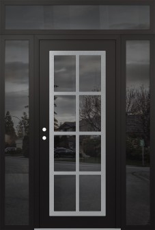 Diamond C16 64" x 96" black/black mirrored Glass Panel stainless steel RHI with 2 Sidelites and Transom mirrored Glass