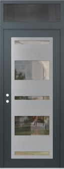 Diamond C10 36" x 96" anthracite/anthracite clear Glass Panel stainless steel RHI with Transom mirrored Glass