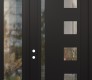 Modern Steel Front Door Diamond C3 50" x 96" black/black clear Glass Panel black RHI with Sidelite and Transom clear Glass