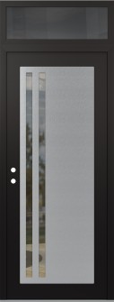 Diamond C6 36" x 96" black/black clear Glass Panel stainless steel RHI with Transom mirrored Glass