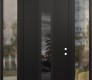 Modern Steel Front Door DIAMOND A1 68" X 96" BLACK/BLACK MIRRORED GLASS PANEL BLACK LHI WITH 2 SIDELITES AND TRANSOM CLEAR GLASS