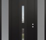 DIAMOND A6 64" X 96" BLACK/BLACK CLEAR GLASS PANEL BLACK RHI WITH 2 SIDELITES AND TRANSOM FROSTED GLASS
