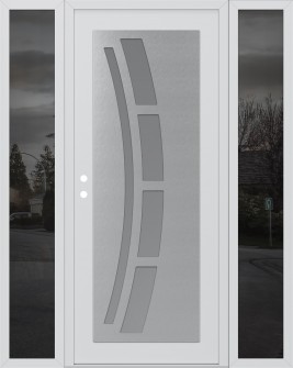 Diamond C12 64" x 80" white/white frosted Glass Panel stainless steel RHI with 2 Sidelites mirrored Glass