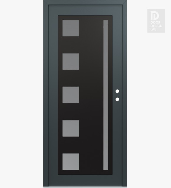 Modern Steel Front Door Diamond C3 36" x 80" anthracite/anthracite frosted Glass Panel black LHI