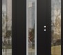 Modern Steel Front Door DIAMOND A1 64" X 80" BLACK/BLACK CLEAR GLASS PANEL STAINLESS STEEL LHI WITH 2 SIDELITES CLEAR GLASS