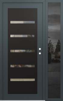 Diamond C7 52" x 80" anthracite/anthracite clear Glass Panel black LHI with Sidelite mirrored Glass