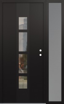 DIAMOND A10 48" X 80" BLACK/BLACK CLEAR GLASS PANEL BLACK LHI WITH SIDELITE FROSTED GLASS