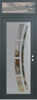Diamond C12 36" x 96" anthracite/anthracite clear Glass Panel stainless steel LHI with Transom clear Glass