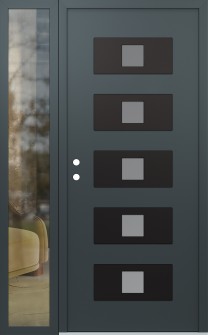 Diamond D8 52" x 80" anthracite/anthracite frosted Glass Panel black RHI with Sidelite clear Glass