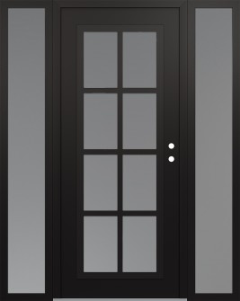 Diamond C16 64" x 80" black/white frosted Glass Panel black LHI with 2 Sidelites frosted Glass
