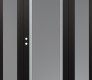 Modern Steel Front Door Diamond C1 68" x 80" black/white frosted Glass Panel stainless steel RHI with 2 Sidelites frosted Glass