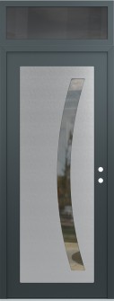 Diamond C4 36" x 96" anthracite/anthracite clear Glass Panel stainless steel LHI with Transom mirrored Glass