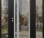 Modern Steel Front Door Diamond C15 60" x 80" black/black clear Glass Panel stainless steel RHI with 2 Sidelites clear Glass