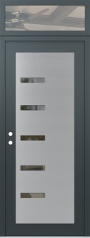Diamond C8 36" x 96" anthracite/anthracite clear Glass Panel stainless steel RHI with Transom clear Glass