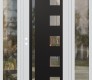 Modern Steel Front Door Diamond C3 64" x 80" white/white clear Glass Panel black RHI with 2 Sidelites clear Glass