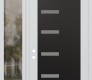 Modern Steel Front Door Diamond C8 48" x 96" white/white frosted Glass Panel black RHI with Sidelite and Transom clear Glass