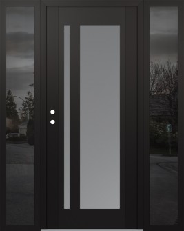 Diamond C15 60" x 80" black/white frosted Glass Panel black RHI with 2 Sidelites mirrored Glass