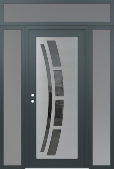 Diamond C12 68" x 96" anthracite/anthracite mirrored Glass Panel stainless steel RHI with 2 Sidelites and Transom frosted Glass
