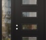 Modern Steel Front Door Diamond D1 50" x 96" black/black clear Glass Panel black RHI with Sidelite and Transom clear Glass