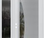 Modern Steel Front Door Diamond C13 52" x 96" white/white clear Glass Panel stainless steel RHI with Sidelite and Transom mirrored Glass