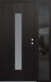 DIAMOND A1 48" X 80" BLACK/WHITE FROSTED GLASS PANEL BLACK LHI WITH SIDELITE MIRRORED GLASS