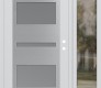 Modern Steel Front Door Diamond C10 48" x 80" white/white frosted Glass Panel stainless steel LHI with Sidelite clear Glass