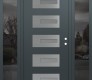 Modern Steel Front Door Diamond D6 68" x 80" anthracite/anthracite frosted Glass Panel stainless steel LHI with 2 Sidelites mirrored Glass