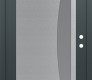 Modern Steel Front Door Diamond C13 36" x 80" anthracite/anthracite frosted Glass Panel stainless steel LHI