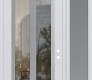 Modern Steel Front Door Diamond C14 52" x 96" white/white clear Glass Panel stainless steel LHI with Sidelite and Transom frosted Glass