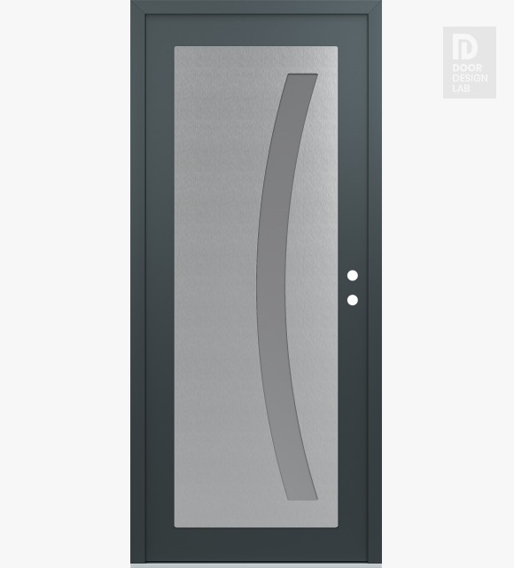 Modern Steel Front Door Diamond C4 36" x 80" anthracite/anthracite frosted Glass Panel stainless steel LHI