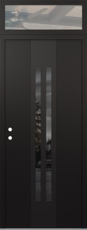 DIAMOND A8 36" X 96" BLACK/BLACK MIRRORED GLASS PANEL BLACK RHI WITH TRANSOM CLEAR GLASS