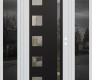 Modern Steel Front Door Diamond C3 64" x 80" white/white clear Glass Panel black LHI with 2 Sidelites mirrored Glass