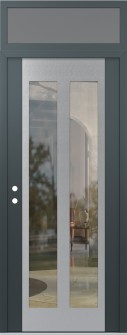 Diamond C14 36" x 96" anthracite/anthracite clear Glass Panel stainless steel RHI with Transom frosted Glass