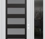 Modern Steel Front Door Diamond C9 52" x 96" white/white frosted Glass Panel black LHI with Sidelite and Transom mirrored Glass