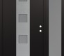 Modern Steel Front Door DIAMOND A12 50" X 80" BLACK/WHITE FROSTED GLASS PANEL STAINLESS STEEL LHI WITH SIDELITE FROSTED GLASS