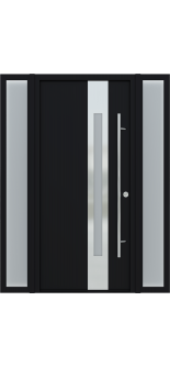 MODERN FRONT STEEL DOOR ZEPHYR BLACK/WHITE 61 1/16" X 81 11/16" LHI + SIDELITE LEFT/RIGHT