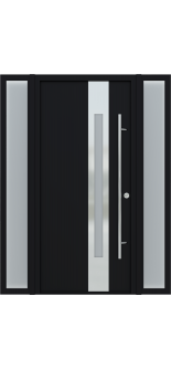 MODERN FRONT STEEL DOOR WITH 2 SIDELITES ZEPHYR BLACK/WHITE 61 1/16" X 81 11/16" LHI