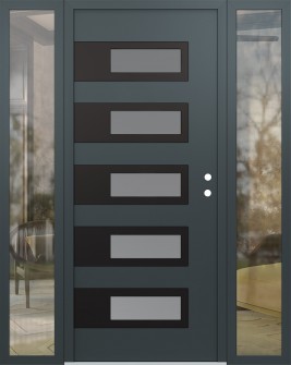 Diamond D3 60" x 80" anthracite/anthracite frosted Glass Panel black LHI with 2 Sidelites clear Glass