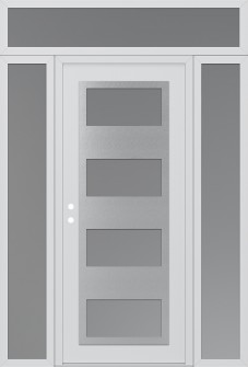 Diamond C2 64" x 96" white/white frosted Glass Panel stainless steel RHI with 2 Sidelites and Transom frosted Glass