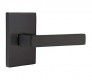 Modern Steel Front Door EMTEK DUMONT LEVER WITH MODERN RECTANGULAR ROSETTE PASSAGE LH FLAT BLACK (US19) 5112