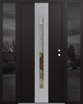 DIAMOND A2 68" X 80" BLACK/BLACK CLEAR GLASS PANEL STAINLESS STEEL LHI WITH 2 SIDELITES MIRRORED GLASS