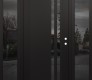 Modern Steel Front Door Diamond C6 64" x 80" black/black mirrored Glass Panel black LHI with 2 Sidelites mirrored Glass