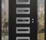 Modern Steel Front Door Diamond D4 60" x 80" black/black mirrored Glass Panel stainless steel LHI with 2 Sidelites clear Glass
